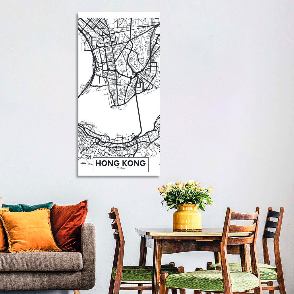 Hong Kong Aerial Map Wall Art