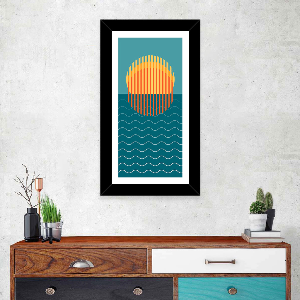 Geometric Ocean Sunset Wall Art