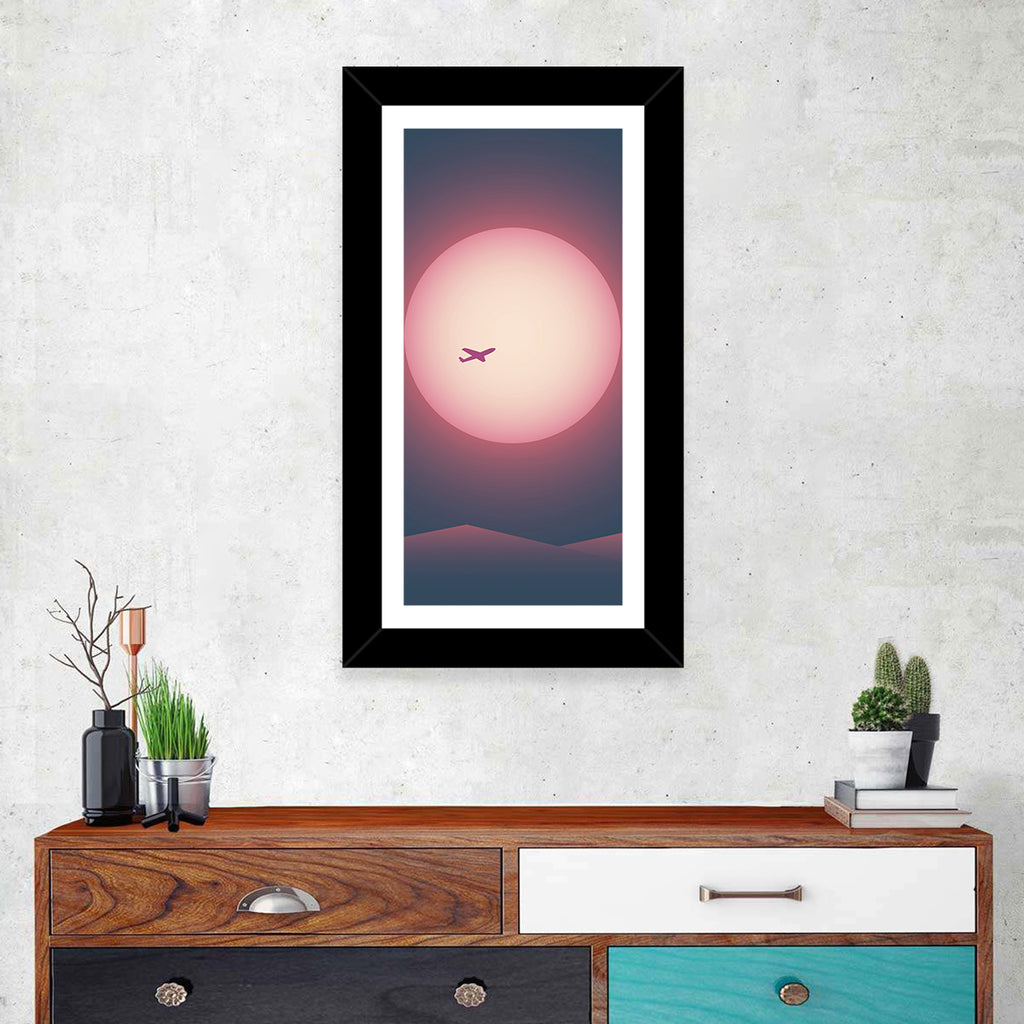 Twilight Airplane Over Mountains Wall Art