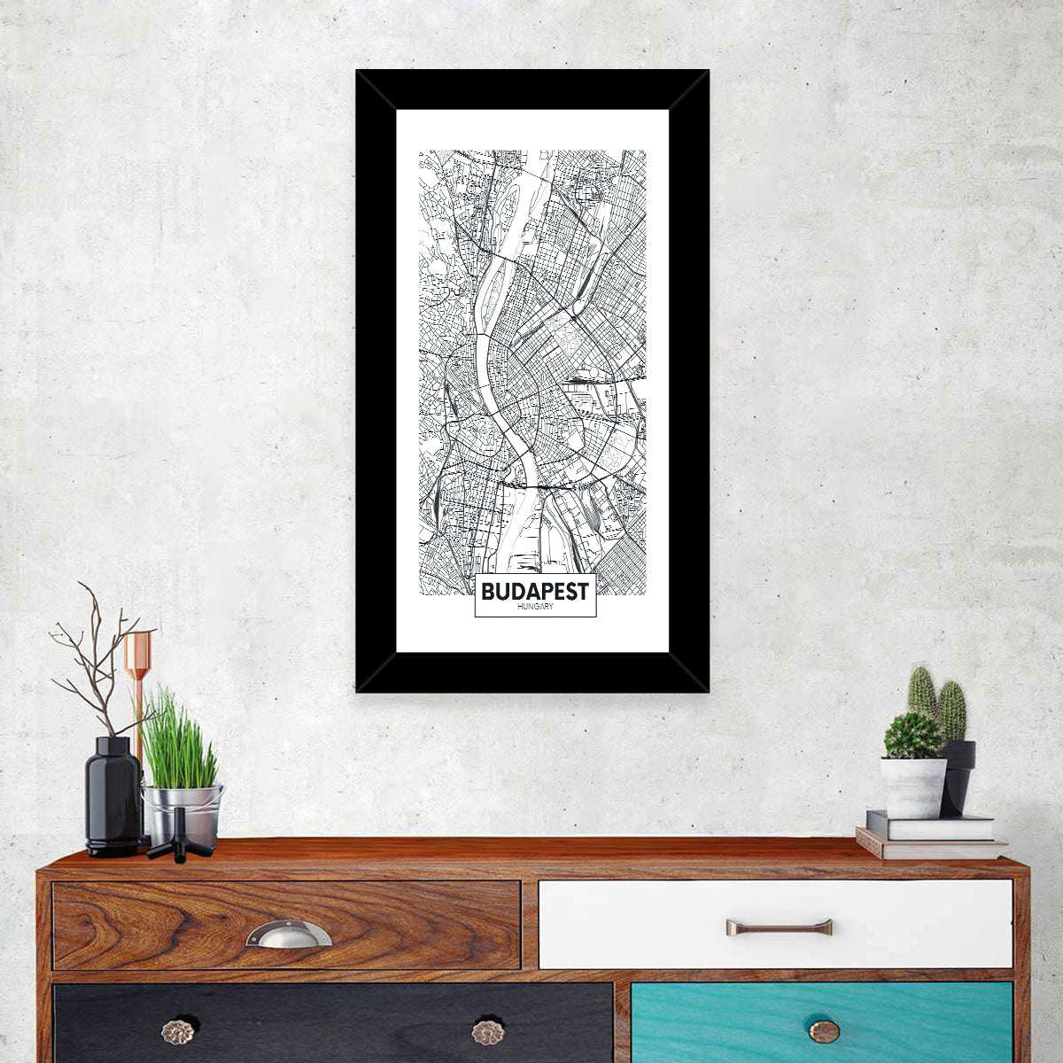 Dublin City Map Wall Art in a room, portrait