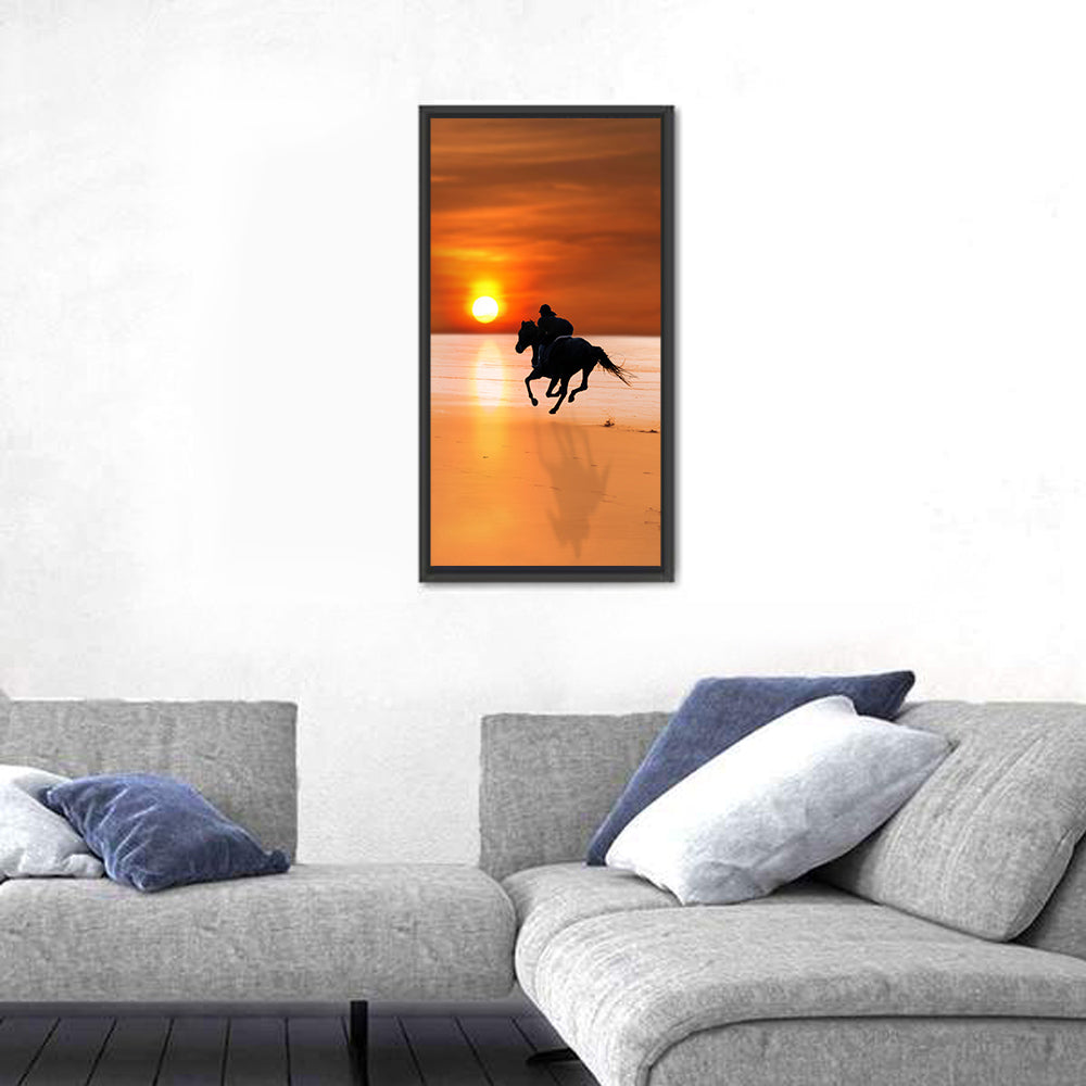 Horse and Rider at Sunset Wall Art