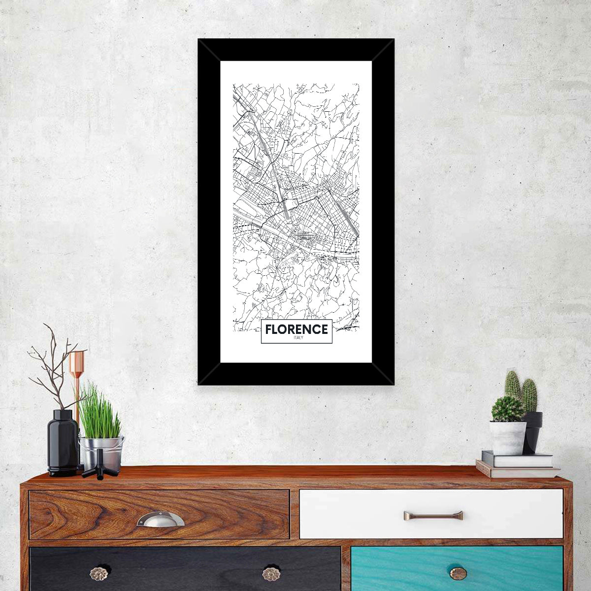 Florence City Map Wall Art