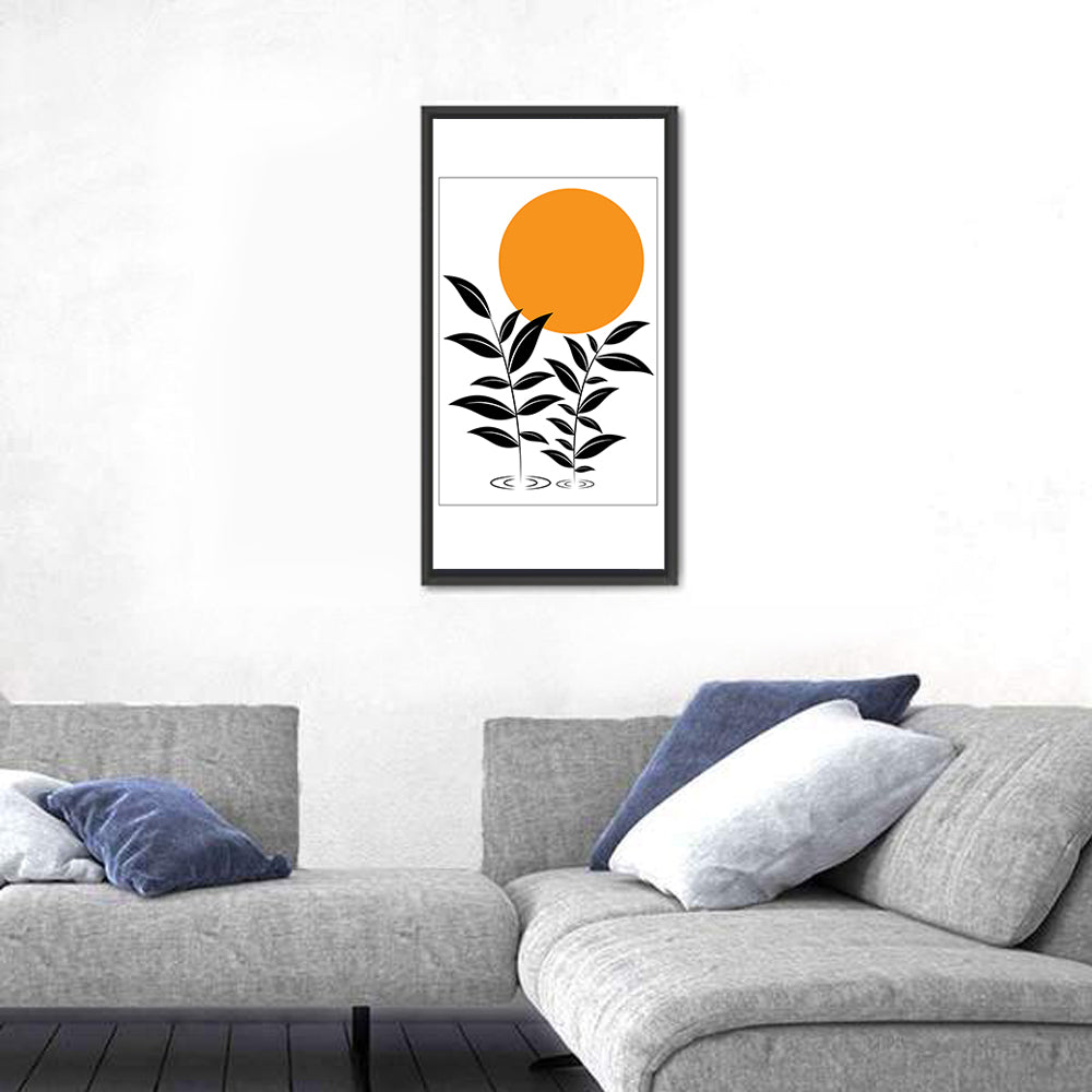 Minimalist Sun and Leaf Illustration Wall Art