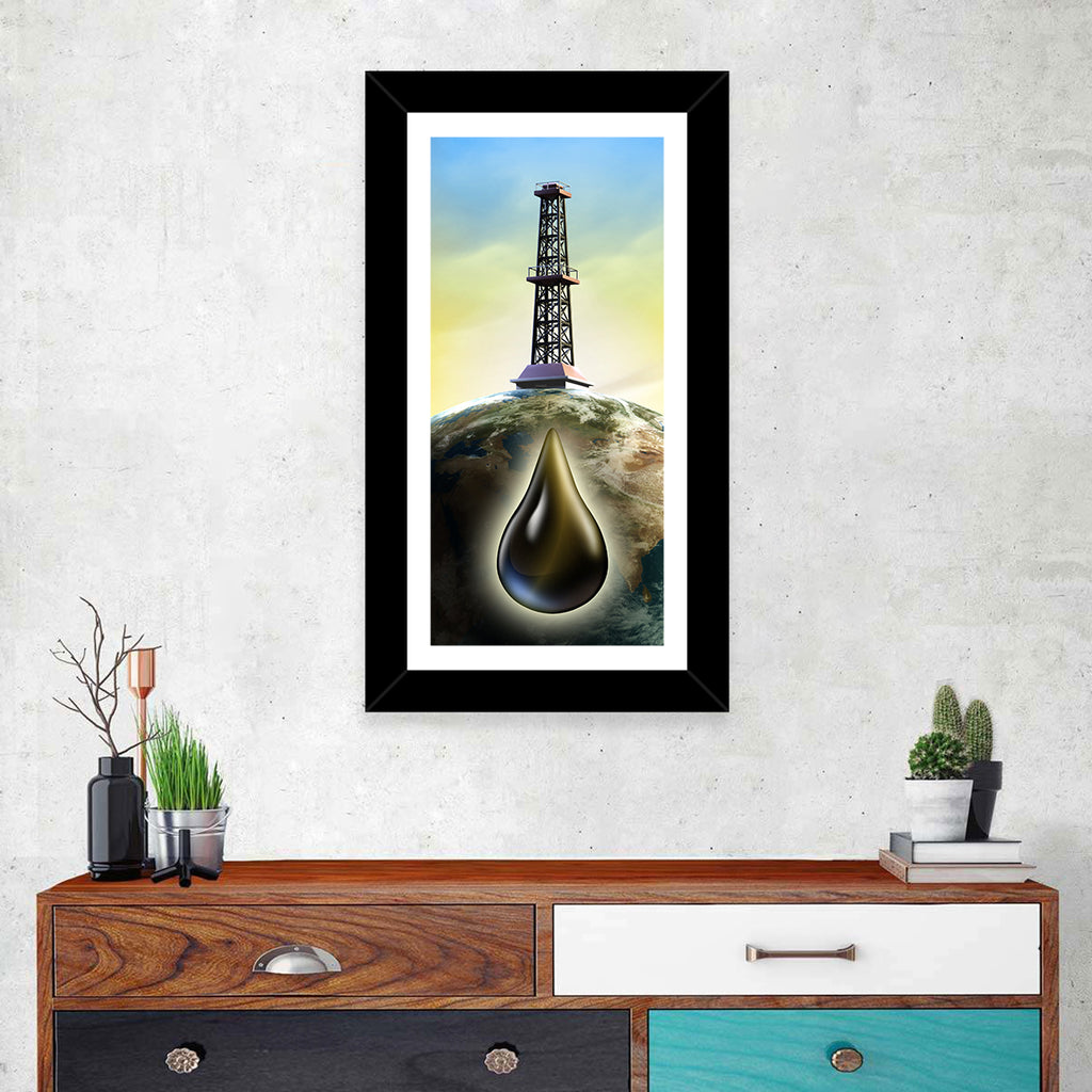Oil Derrick with Glowing Drop Wall Art