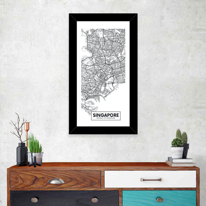 Singapore City Map Wall Art