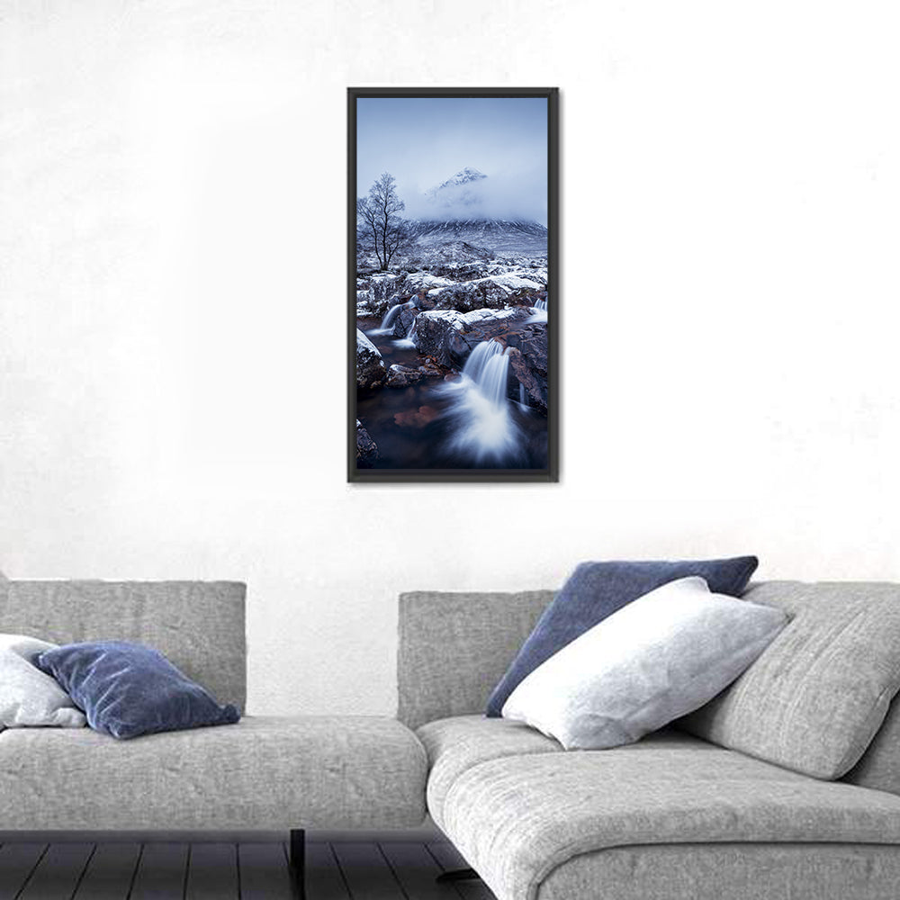 Buachaille Etive Mòr Winter Waterfall Wall Art