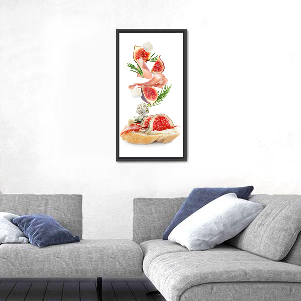 Bruschetta with Figs and Prosciutto Wall Art in a room, portrait
