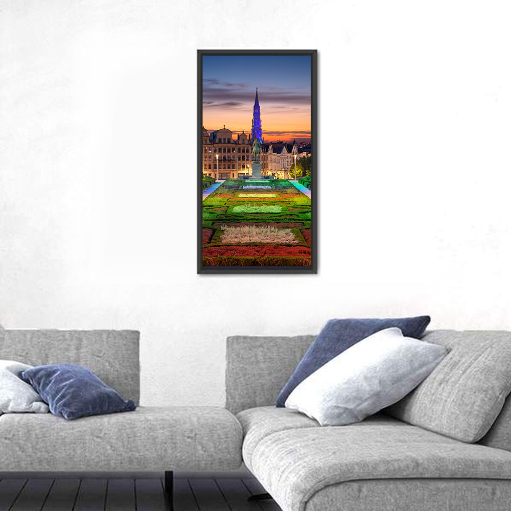 Mont Des Arts, Brussels at Dusk Wall Art in a room, portrait