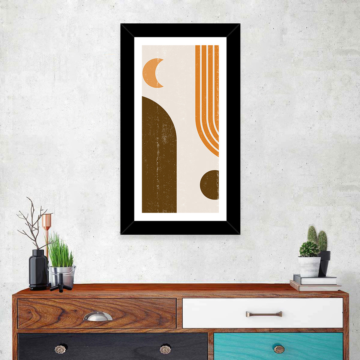 Crescent Moon Arch Abstract Wall Art in a room, portrait