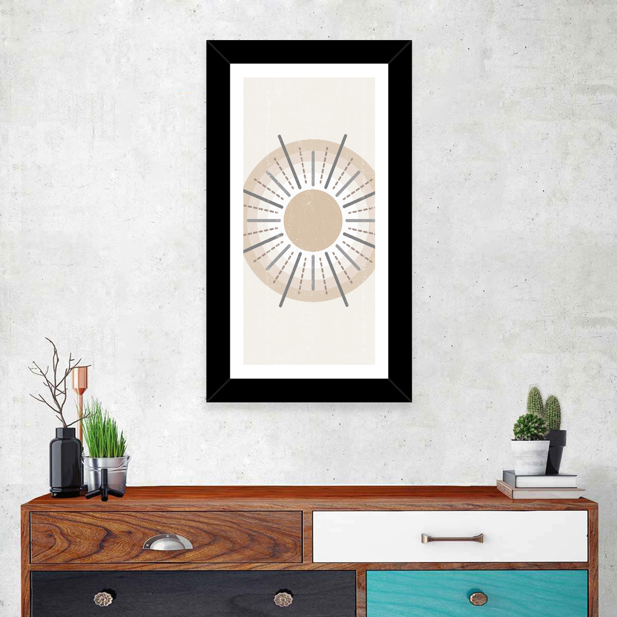 Concentric Boho Sun Iii Wall Art in a room, portrait