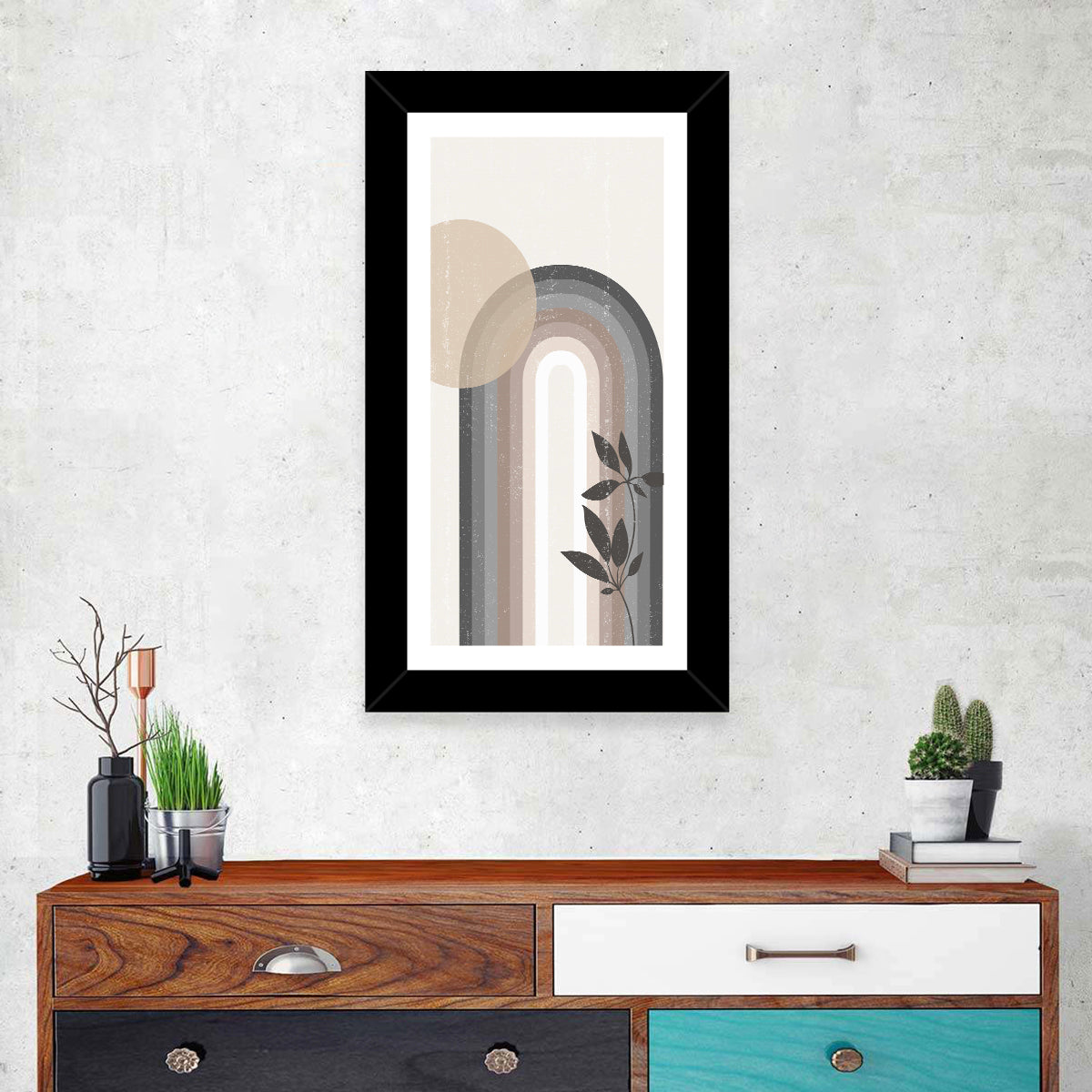 Sun Boho Minimalist Iv Wall Art in a room, portrait
