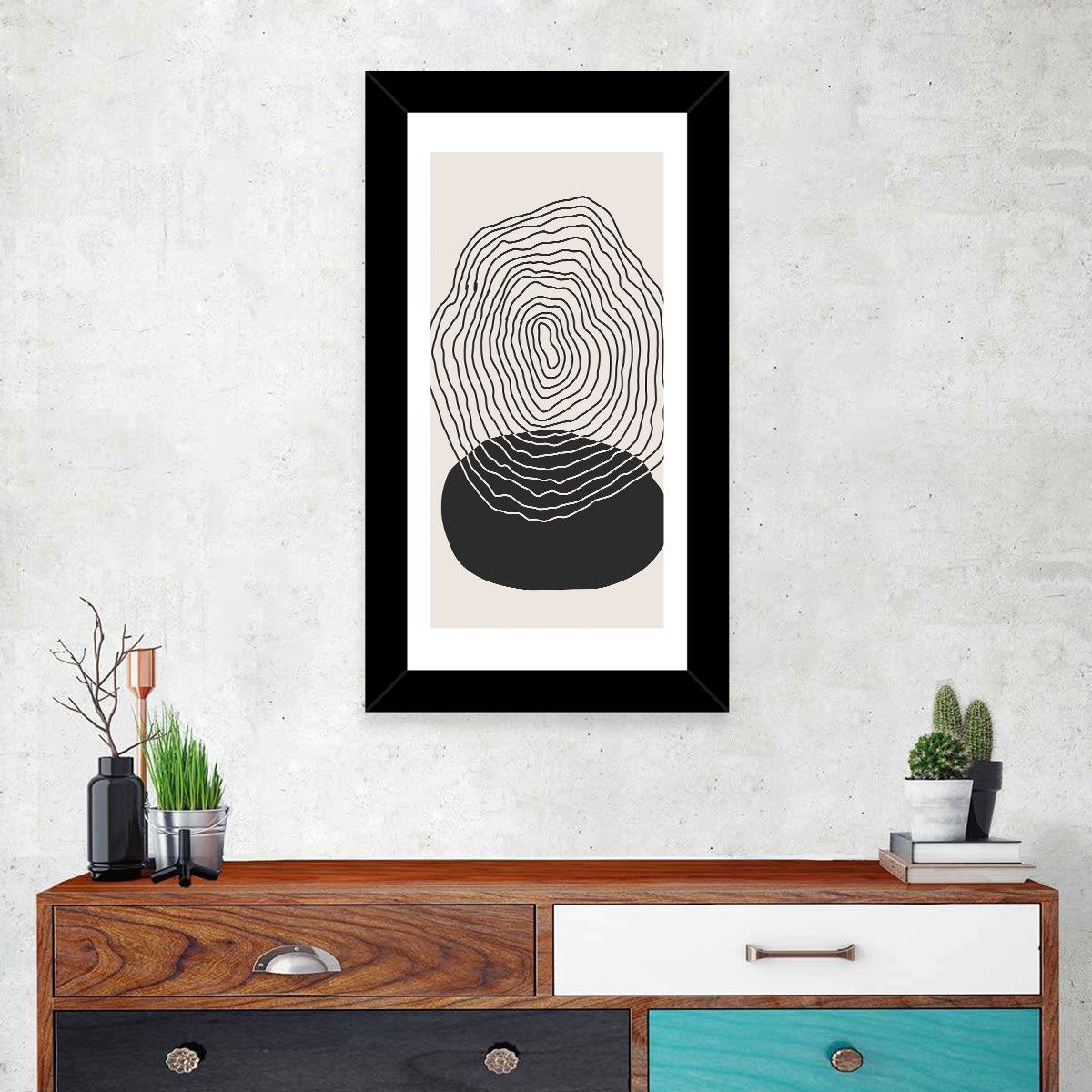 Sun Shadow Abstract Wall Art in a room, portrait