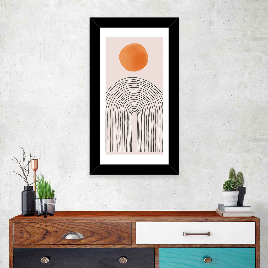 Hand-drawn Sun and Arches Wall Art