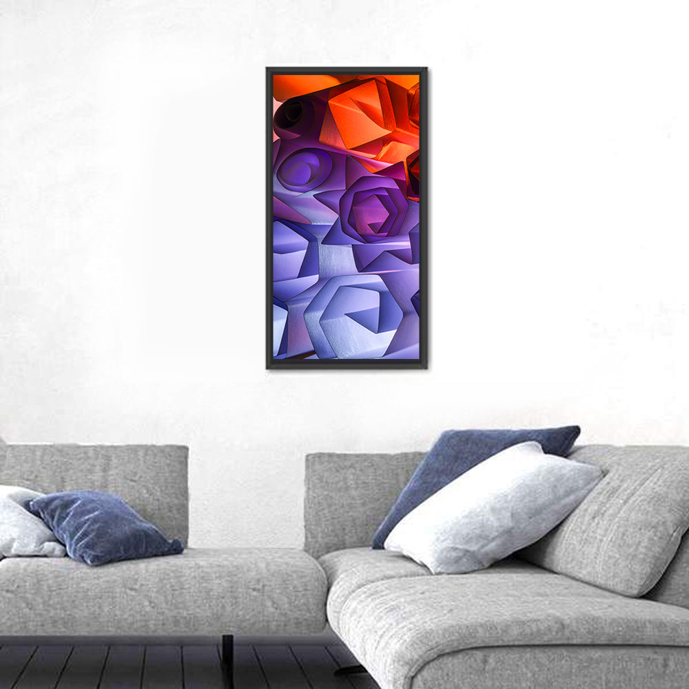 Geometric Paper Flowers Wall Art in a room, portrait