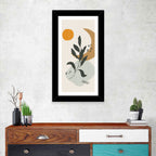 Leafy Branch with Sun and Moon Wall Art