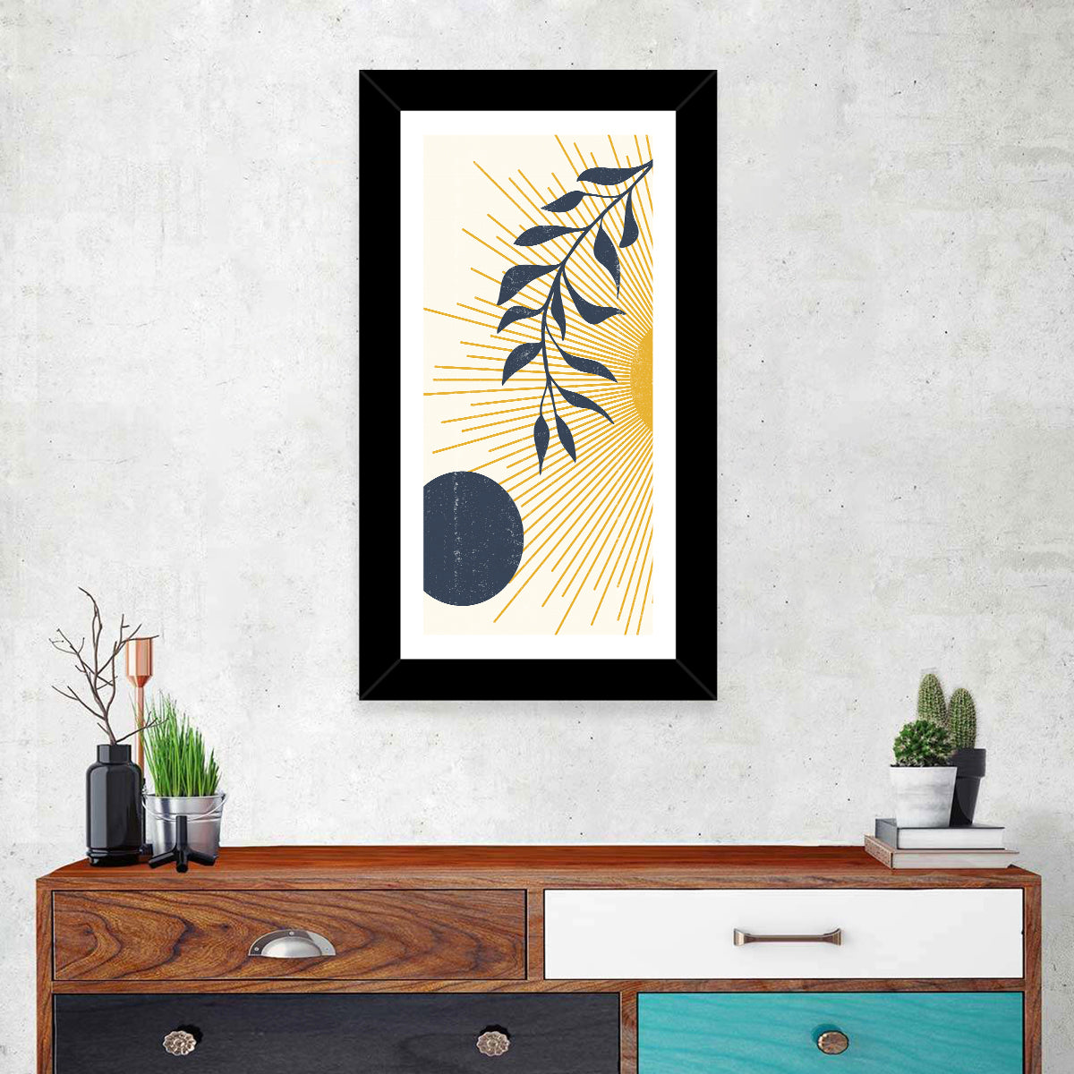 Textured Sun and Moon Abstract Wall Art