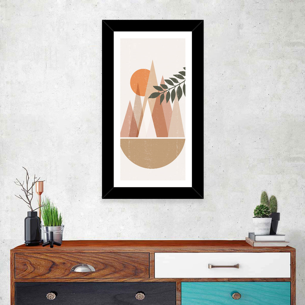 Geometric Mountain Sunset Wall Art