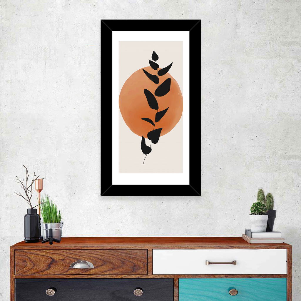 Leafy Branch with Terracotta Circle Wall Art