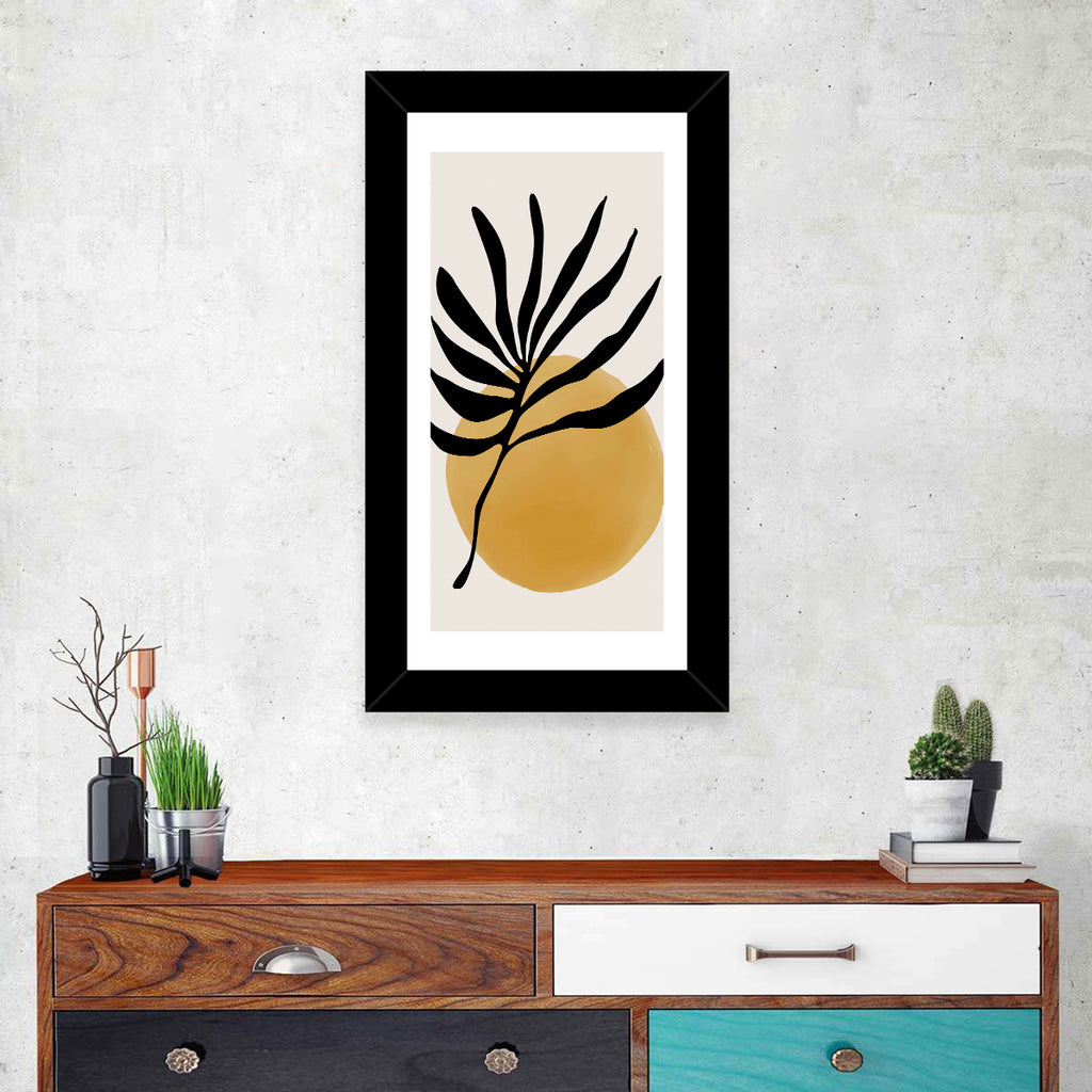 Mustard Sun with Dark Leaf Wall Art
