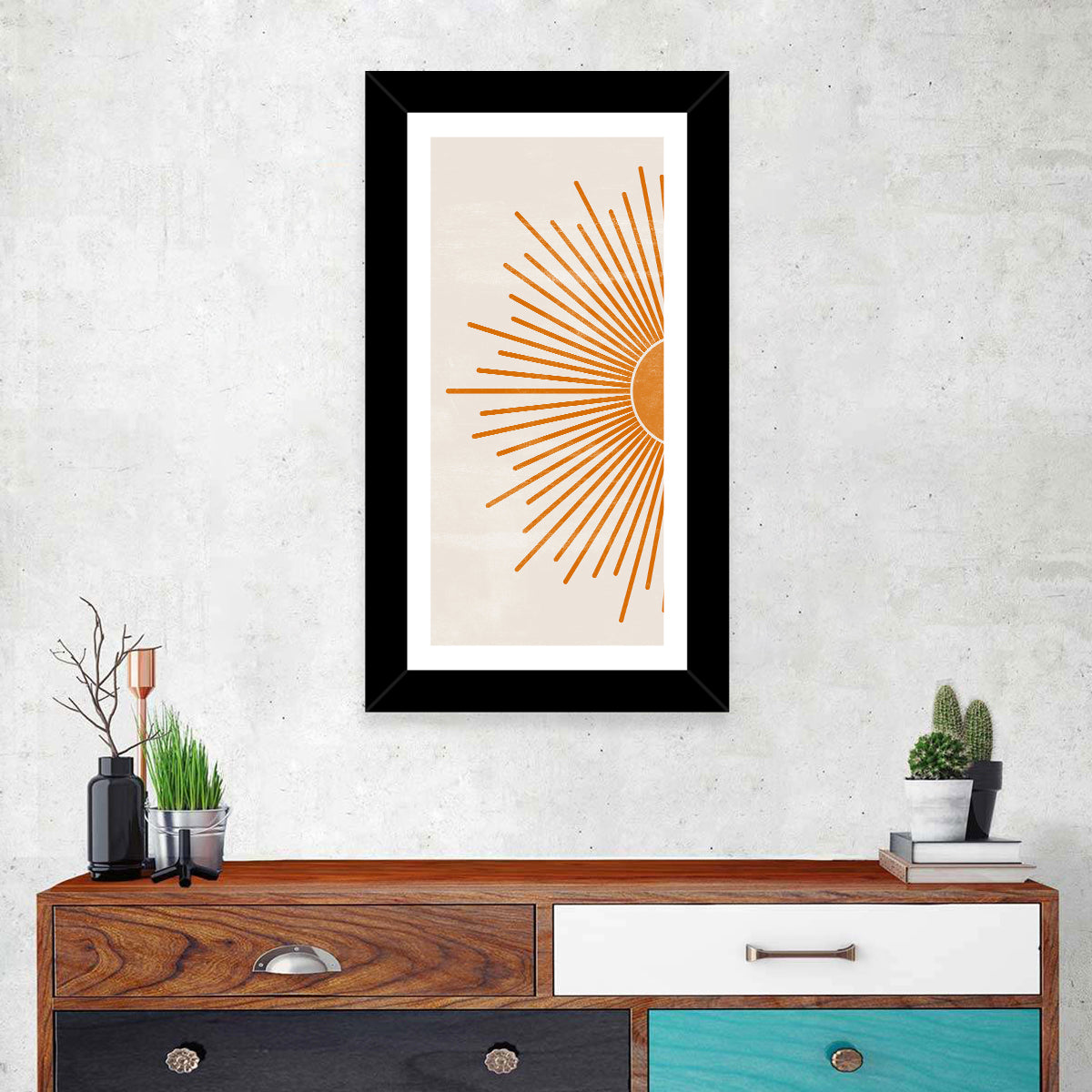 Orange Sunburst Minimalist Wall Art