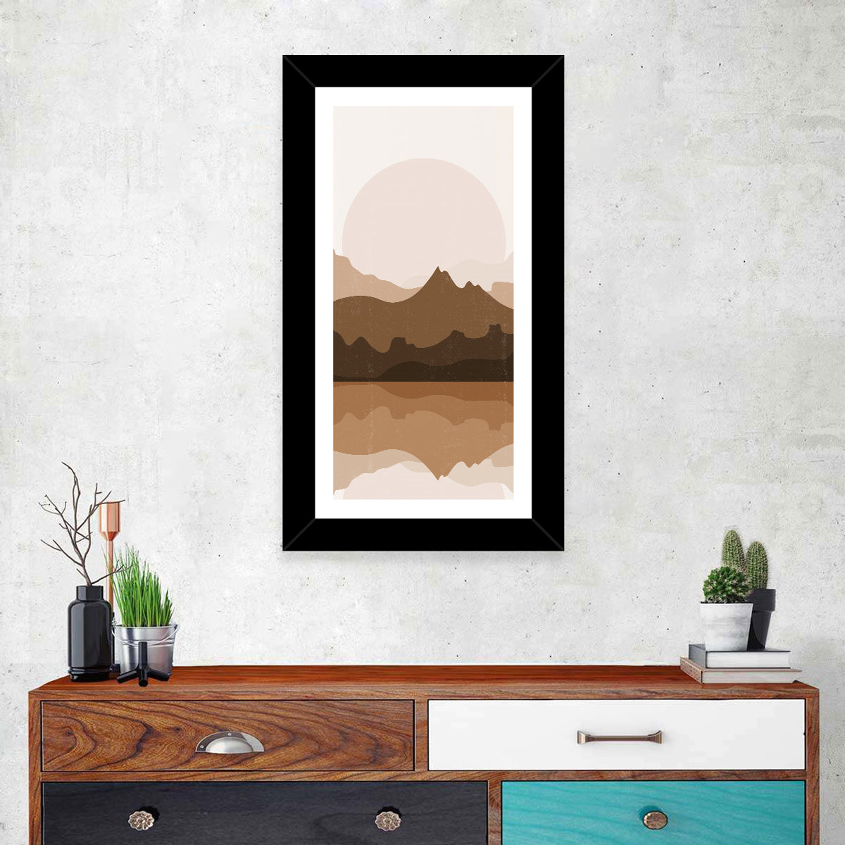 Layered Mountain Lake Sunset Wall Art