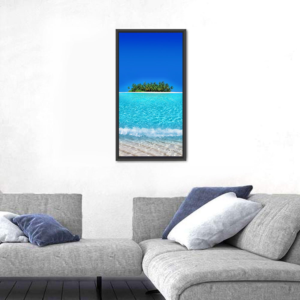 Turquoise Atoll Sandbar with Palm Trees Wall Art