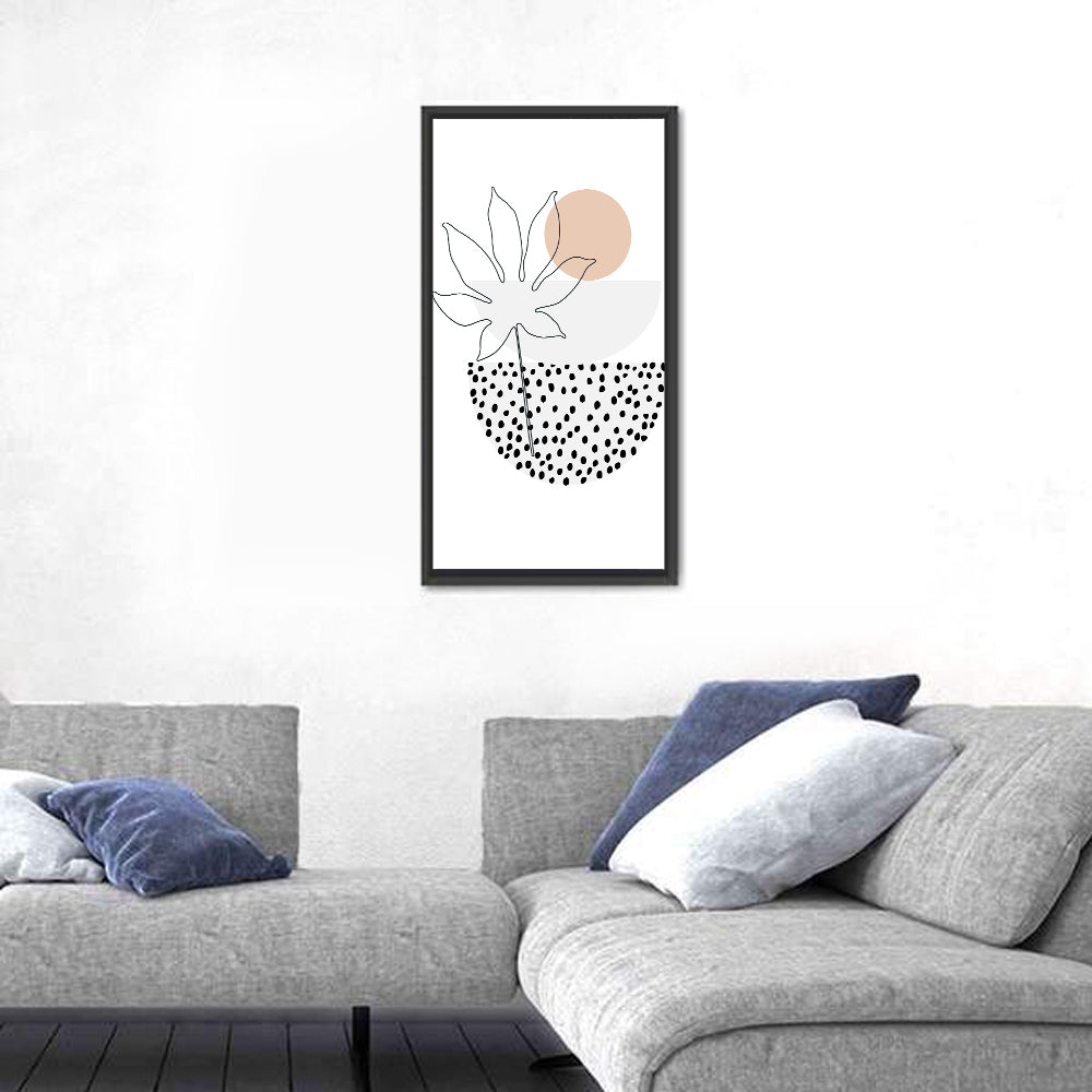 Vertical Bowls & Palm Leaf Illustration Wall Art