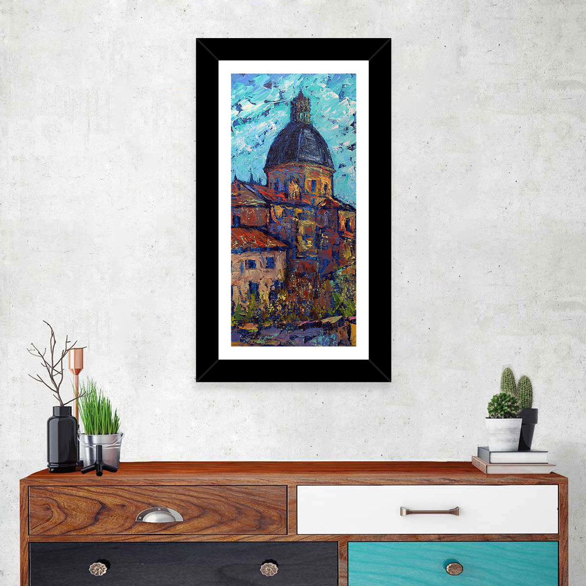 Salamanca Cathedral Dome Study Wall Art in a room, portrait