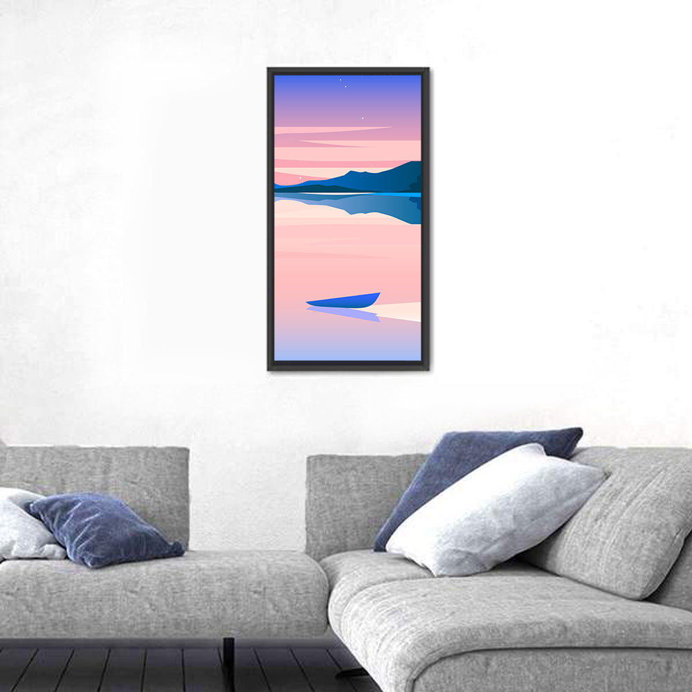 Geometric Lakeside at Dusk Wall Art
