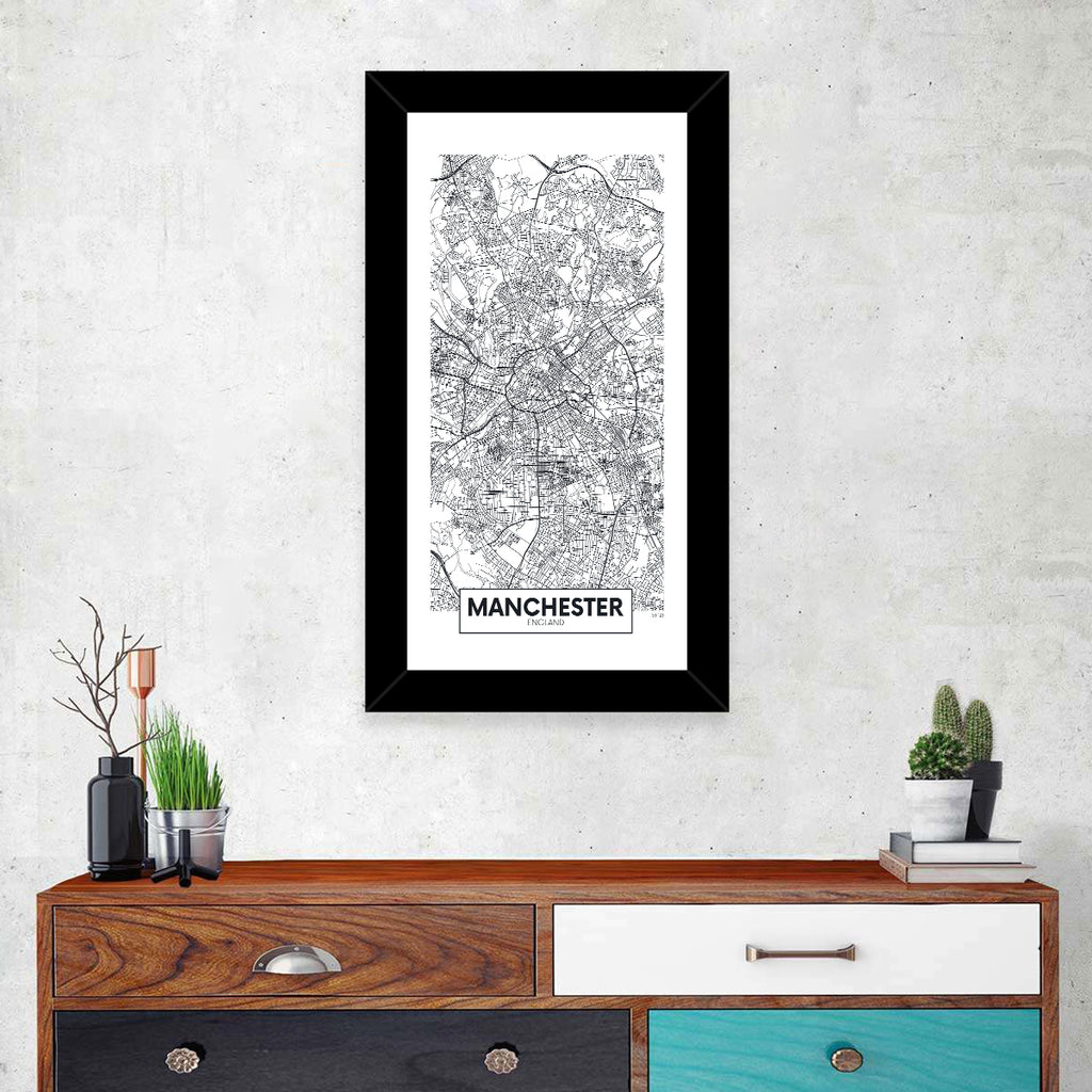 Manchester City Map, Minimalist Wall Art