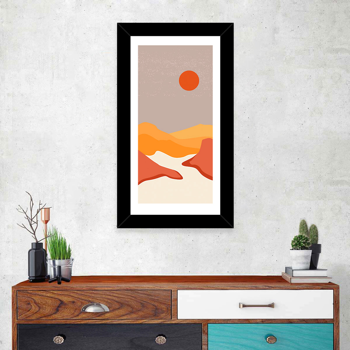 Desert Sunset Mountain Landscape Wall Art