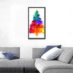Watercolor Rainbow Christmas Tree Wall Art