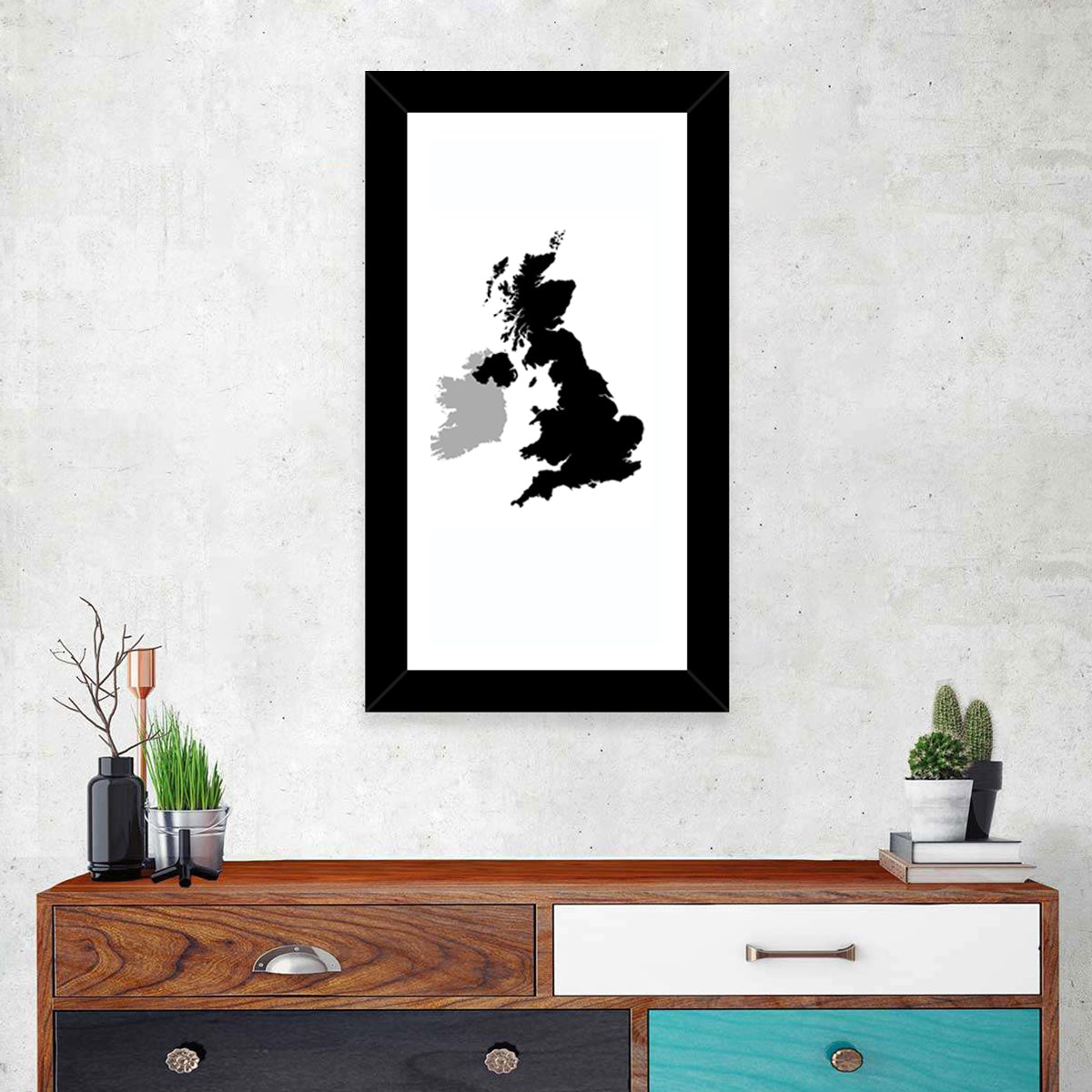 United Kingdom Silhouette Map Wall Art