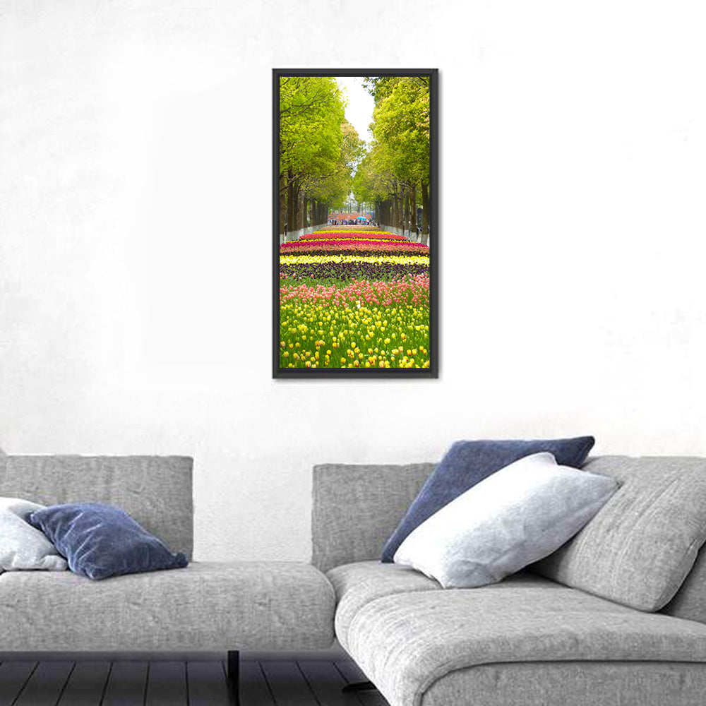 Tree-lined Tulip Garden Path Wall Art