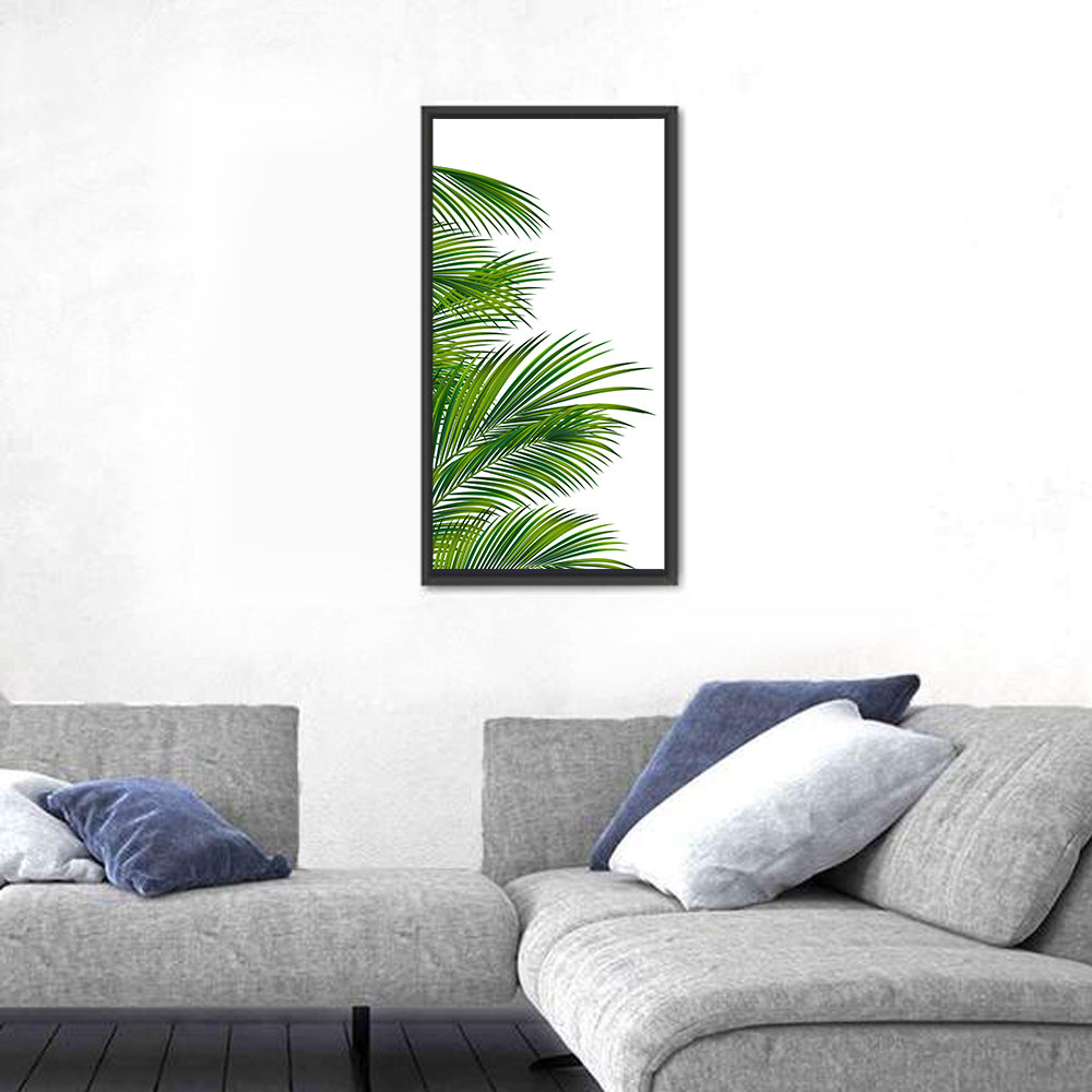Asymmetrical Palm Fronds Wall Art in a room, portrait