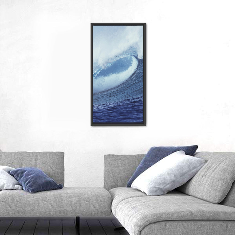 Powerful Breaking Wave Wall Art in a room, portrait