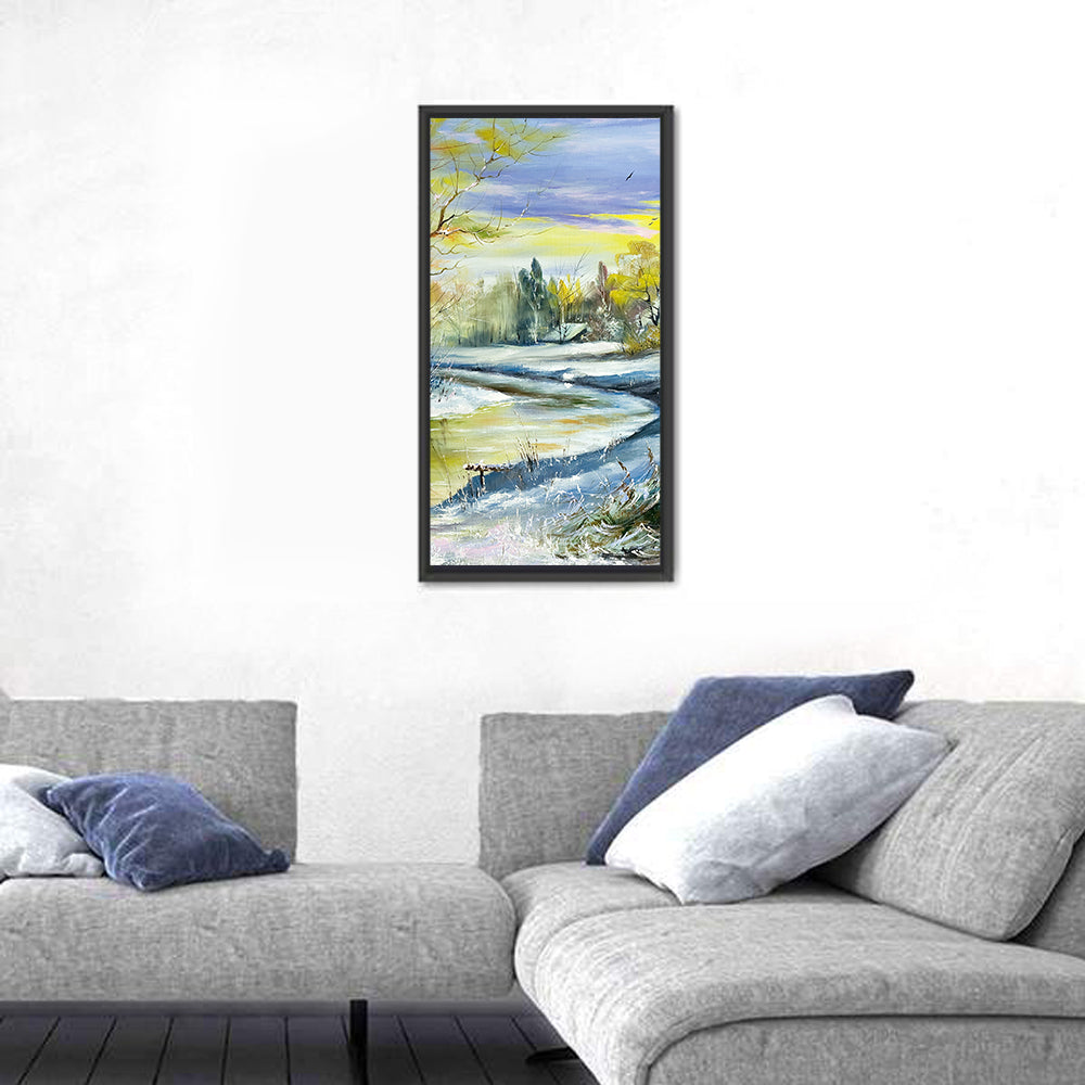 Winter River at Golden Hour Wall Art
