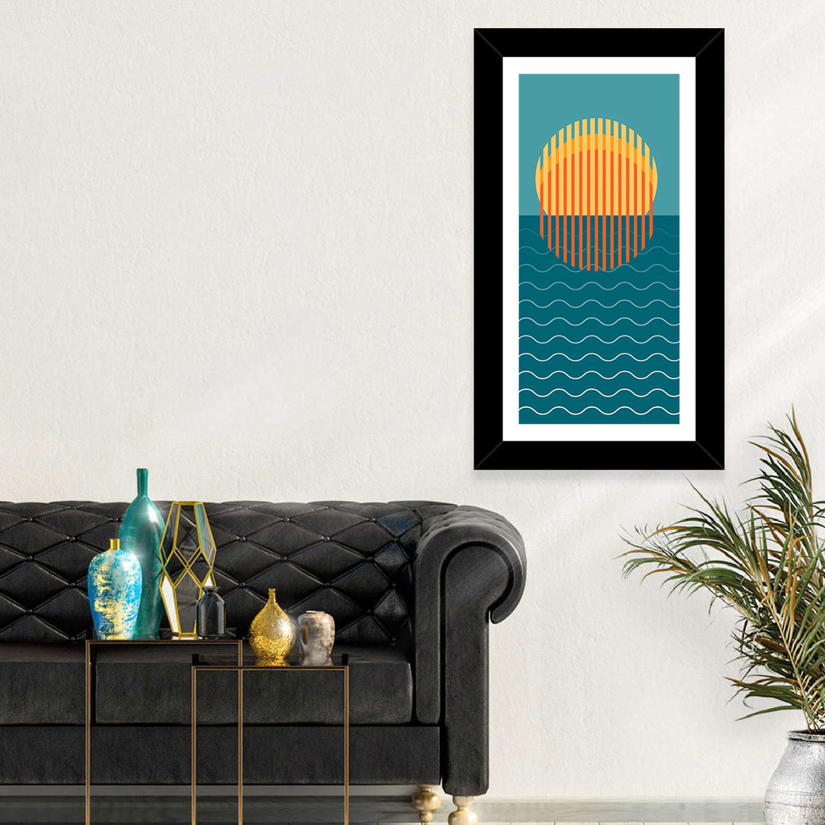 Geometric Ocean Sunset Wall Art