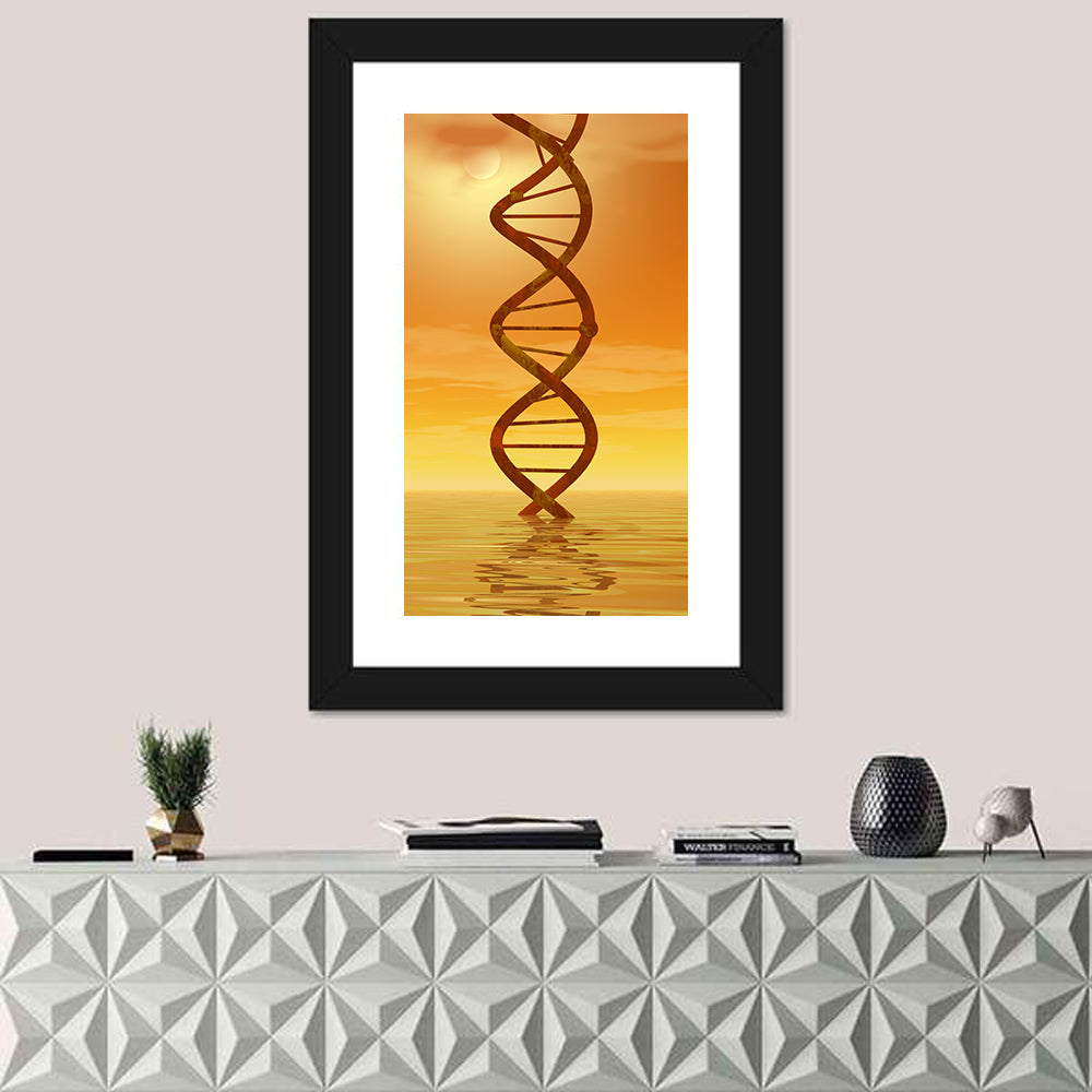 Dna Helix at Sunset Wall Art in a room, portrait