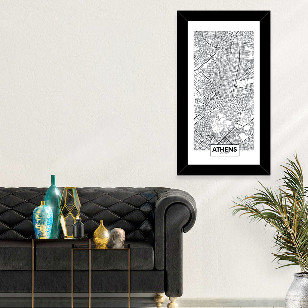 Athens City Map Wall Art