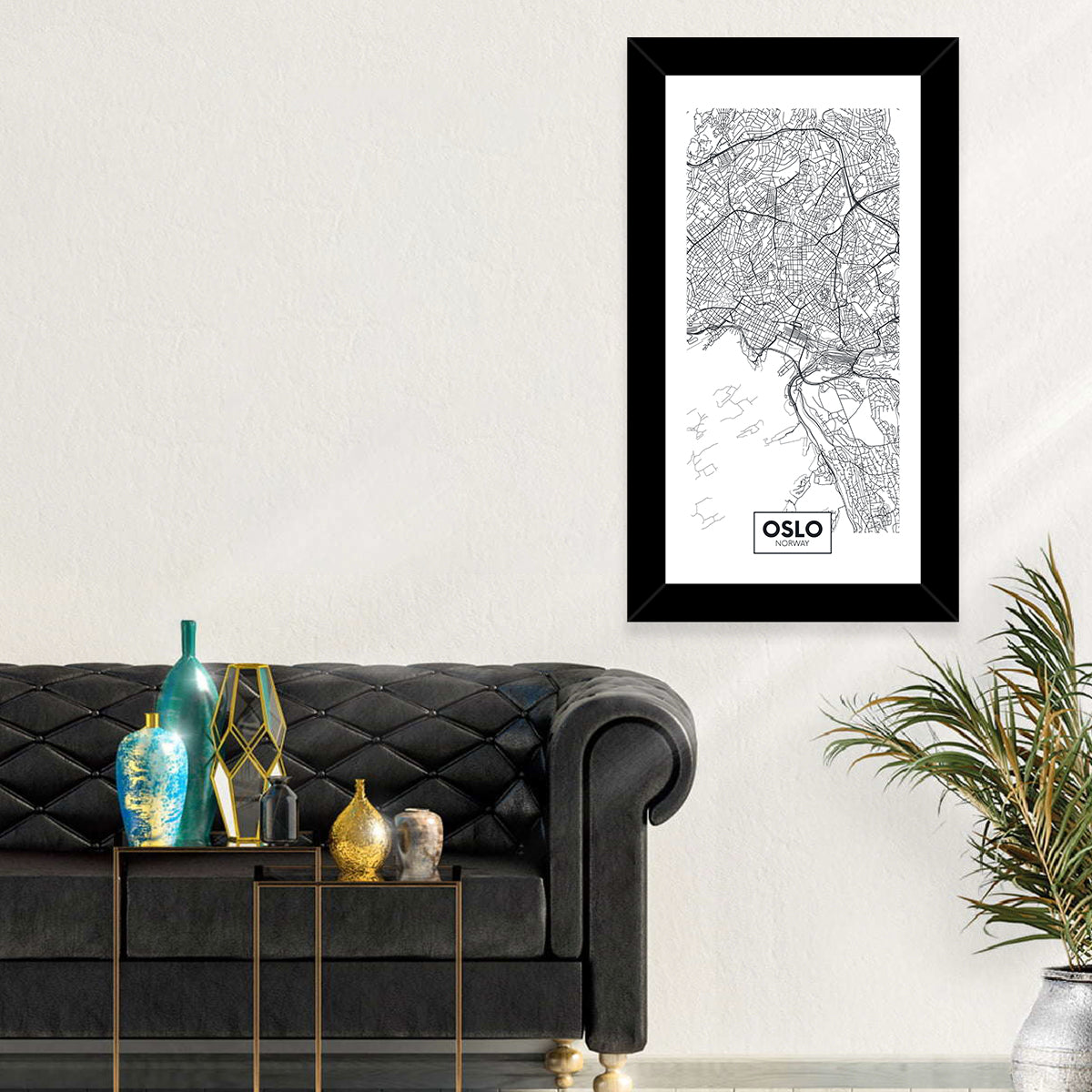 Oslo City Map Wall Art in a room, portrait