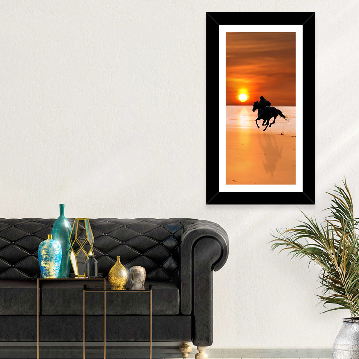 Horse and Rider at Sunset Wall Art