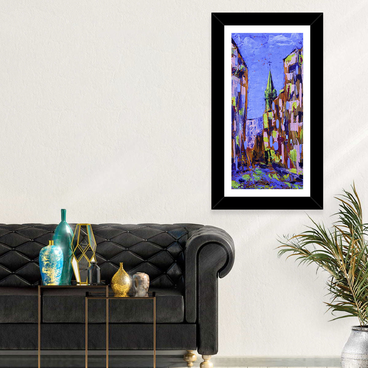 Old City Street with Steeple Wall Art