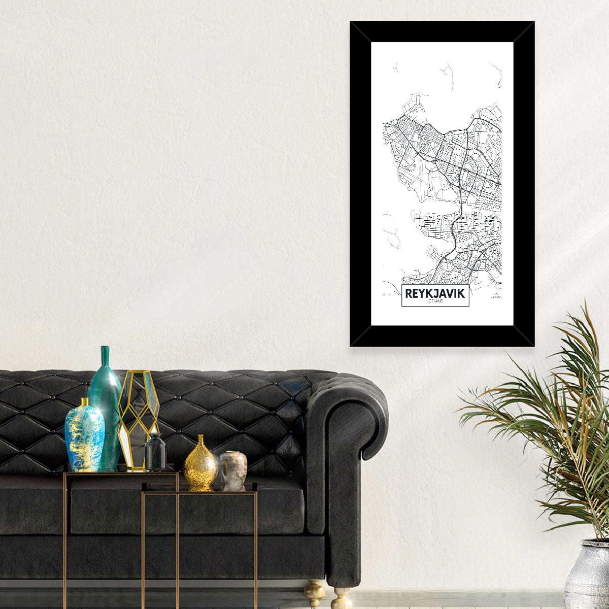Reykjavik City Map Wall Art