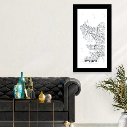 Reykjavik City Map Wall Art