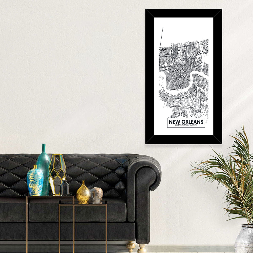 New Orleans Minimalist City Map Wall Art