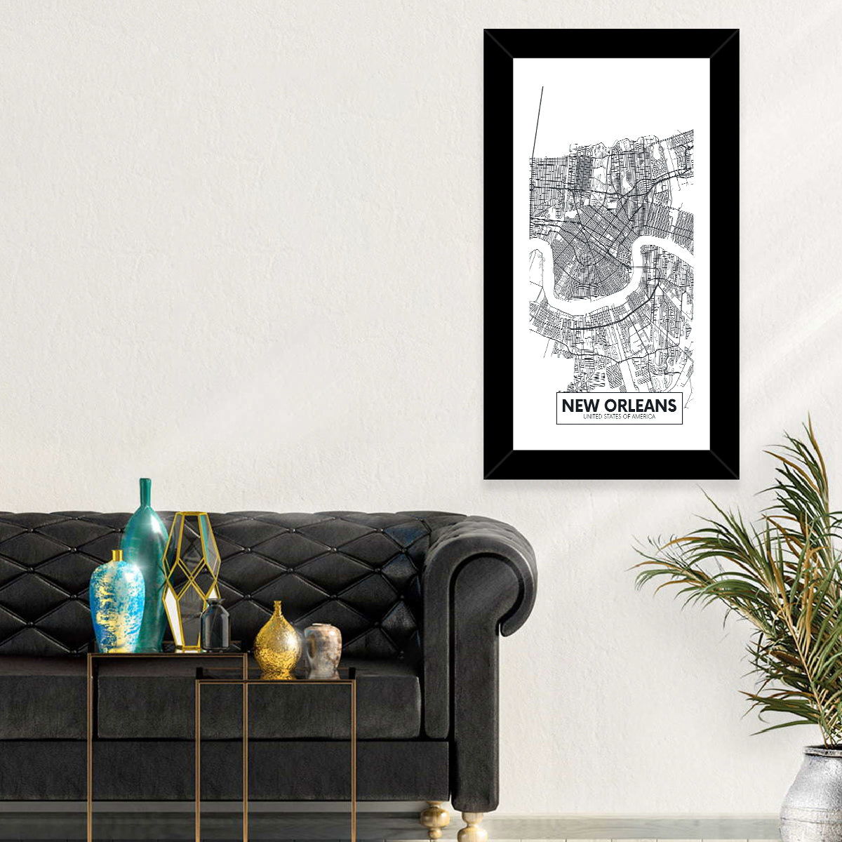 New Orleans Minimalist City Map Wall Art