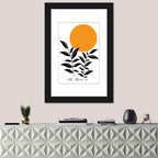 Minimalist Sun and Leaf Illustration Wall Art