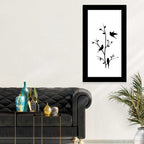 Three Birds on Branch Silhouette Wall Art