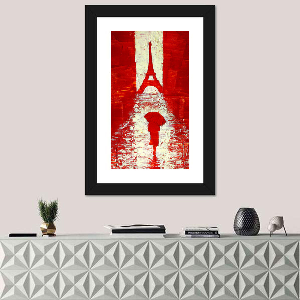 Rainy Paris Eiffel Tower Wall Art in a room, portrait